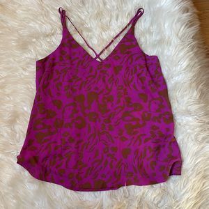 EVEREVE Peyton Jensen Eliza Cross Back Cami Strappy Top Magenta Cute